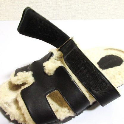 Hermes Chypre Mouton Strap Sandals Black Women's Preowned USED