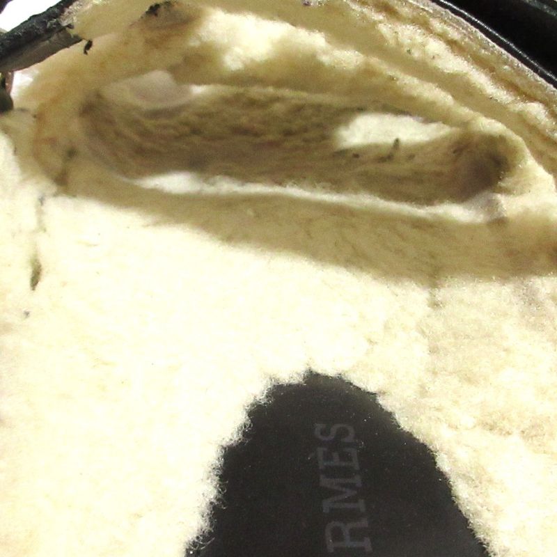 Hermes Chypre Mouton Strap Sandals Black Women's Preowned USED