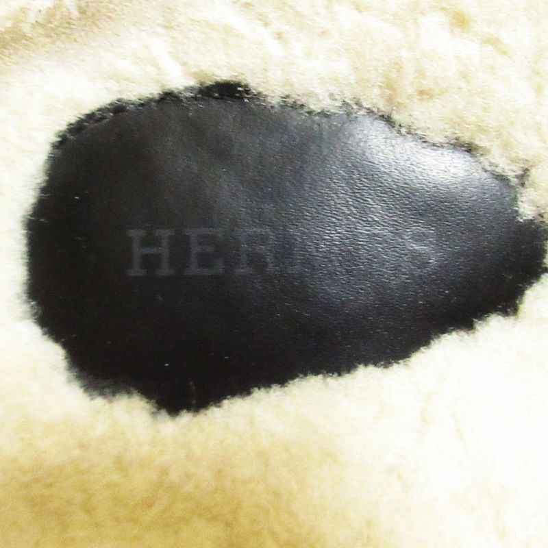 Hermes Chypre Mouton Strap Sandals Black Women's Preowned USED