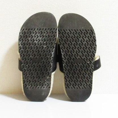 Hermes Chypre Mouton Strap Sandals Black Women's Preowned USED