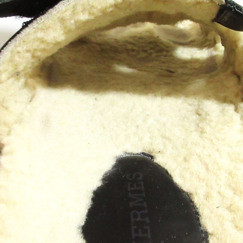 Hermes Chypre Mouton Strap Sandals Black Women's Preowned USED