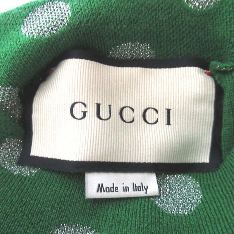 Gucci Dot Pattern Long Sleeve Long Length Knit Dress 617915 Size S 165 88Y