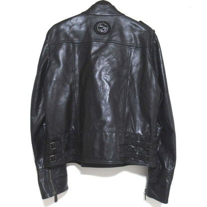Gucci Leather Double Riders Jacket 200332 Size 52 Black Mens Used