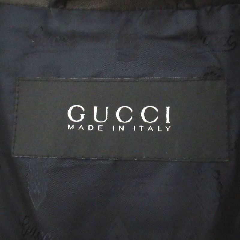 Gucci Leather Double Riders Jacket 200332 Size 52 Black Mens Used