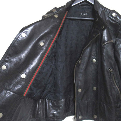 Gucci Leather Double Riders Jacket 200332 Size 52 Black Mens Used