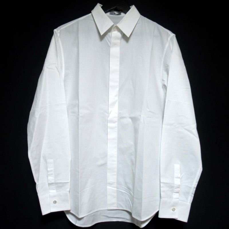 DIOR Homme Dior Homme Cannage Pattern Long Sleeve Dress Shirt Size 40 White