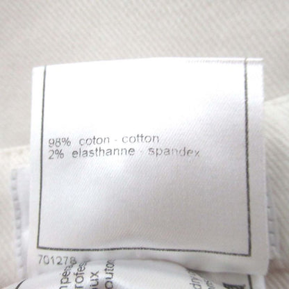 01C Chanel Coco Mark Button Sideline Denim Pants Jeans Size 36 White Ladies
