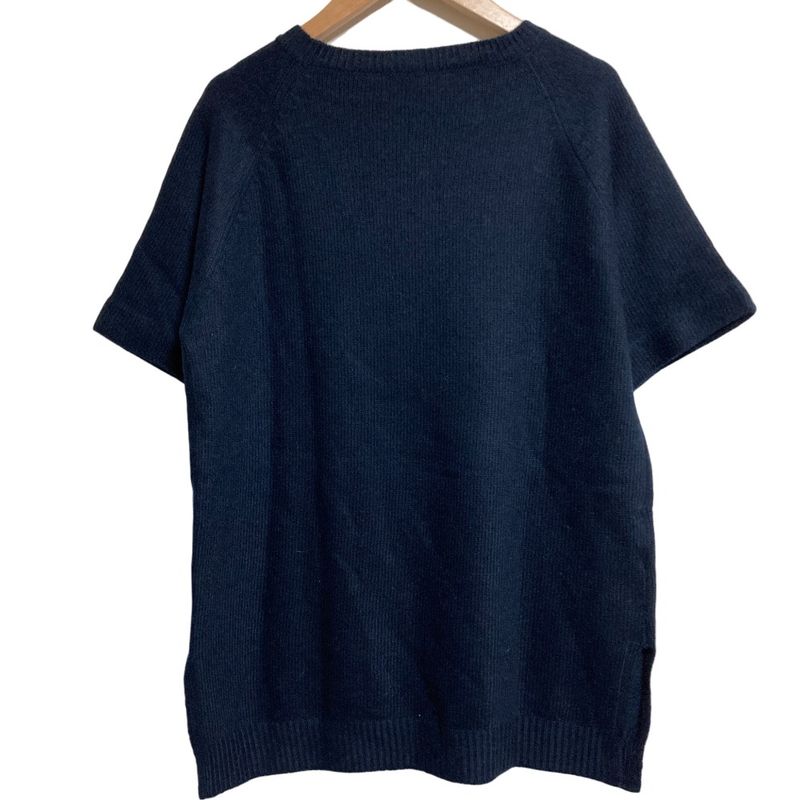 Prada Wool Cashmere Blend Short Sleeve Knit Pullover Sweater Size 38 Navy