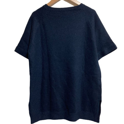 Prada Wool Cashmere Blend Short Sleeve Knit Pullover Sweater Size 38 Navy