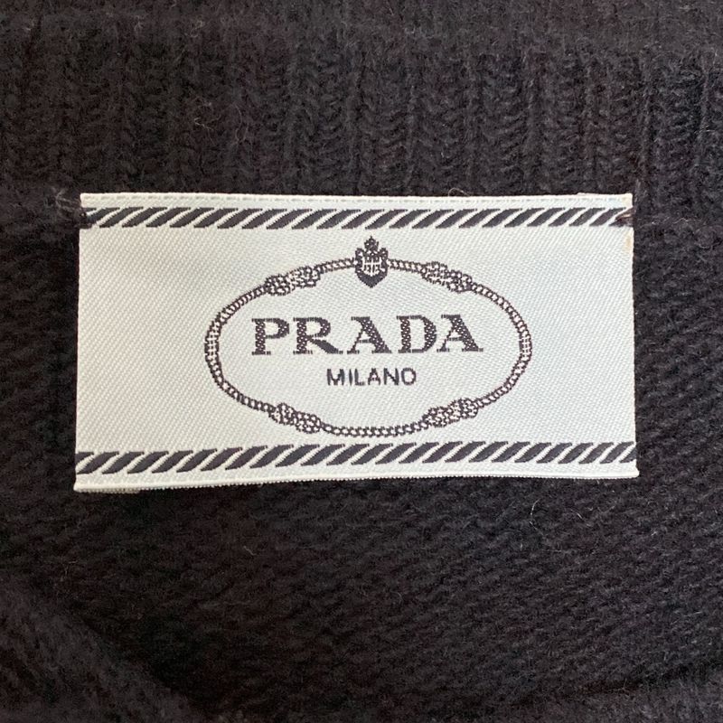 Prada Wool Cashmere Blend Short Sleeve Knit Pullover Sweater Size 38 Navy