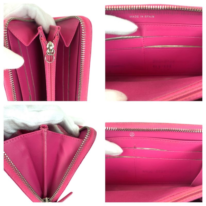 Chanel Matelasse Coco Mark Pink Silver Hardware Caviar Skin Long Wallet Round