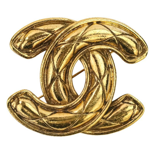 Chanel Vintage Matelasse Coco Brooch Gold Color Ladies Used