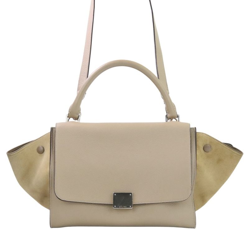 Good Celine Trapeze 2way Shoulder Bag Beige Ladies Used