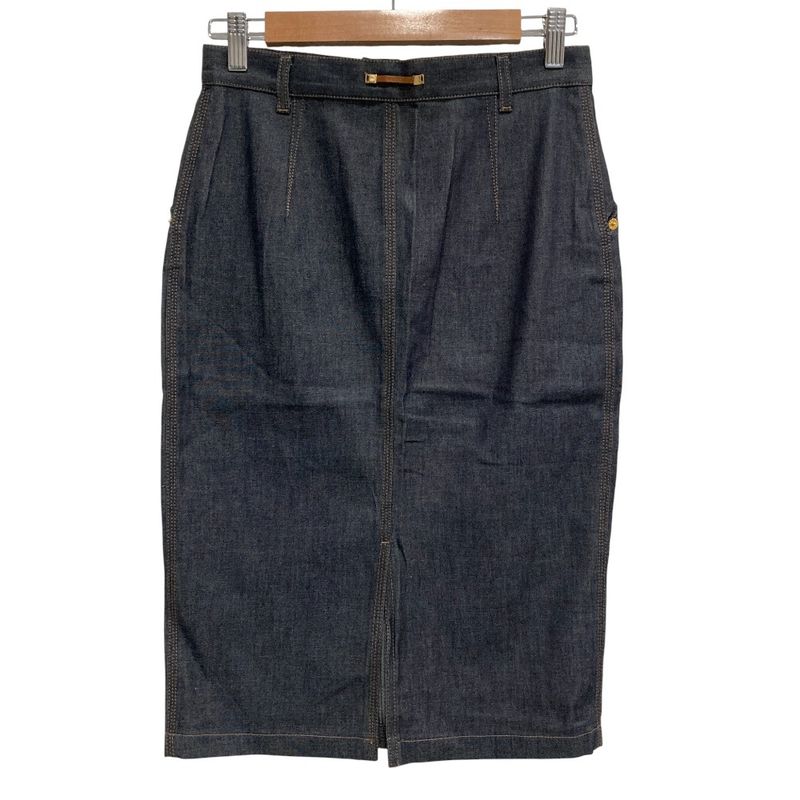 Gucci Stretch Knee-length Tight Denim Skirt 40 Indigo Ladies Preowned USED