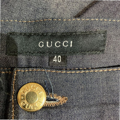 Gucci Stretch Knee-length Tight Denim Skirt 40 Indigo Ladies Preowned USED