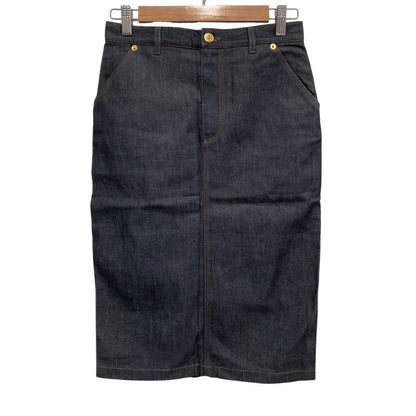 Gucci Stretch Knee-length Tight Denim Skirt 40 Indigo Ladies Preowned USED