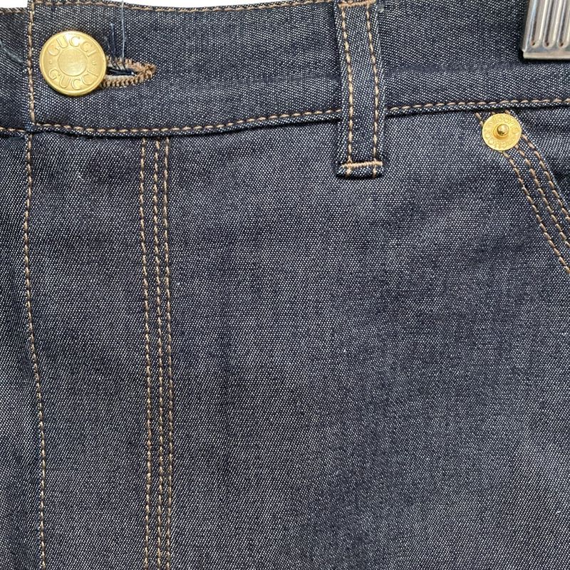 Gucci Stretch Knee-length Tight Denim Skirt 40 Indigo Ladies Preowned USED