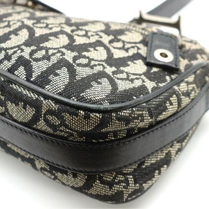 Christian Dior Trotter One Shoulder Bag Handbag Gray Leather X Canvas Silver