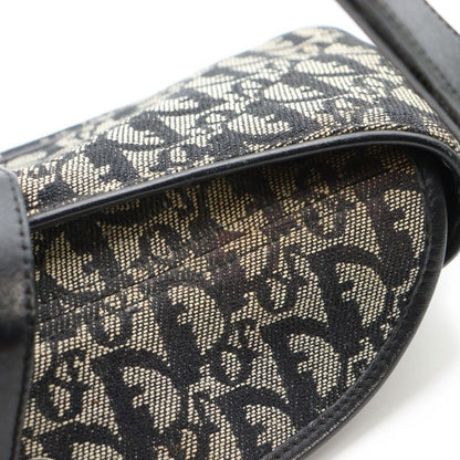 Christian Dior Trotter One Shoulder Bag Handbag Gray Leather X Canvas Silver