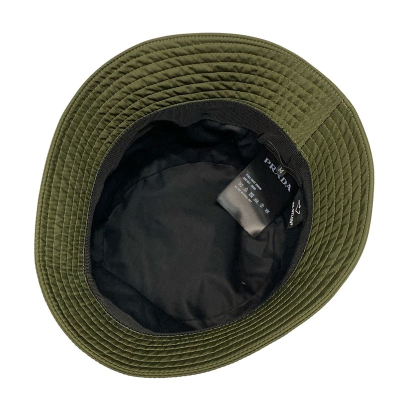 Prada Hat M 2hc137 2dmi Khaki 2022 Triangle Logo Bucket Hat