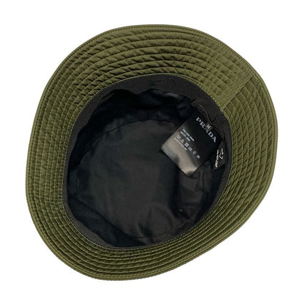 Prada Hat M 2hc137 2dmi Khaki 2022 Triangle Logo Bucket Hat