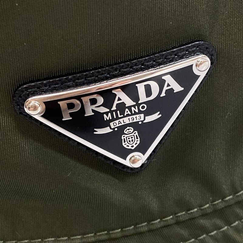 Prada Hat M 2hc137 2dmi Khaki 2022 Triangle Logo Bucket Hat