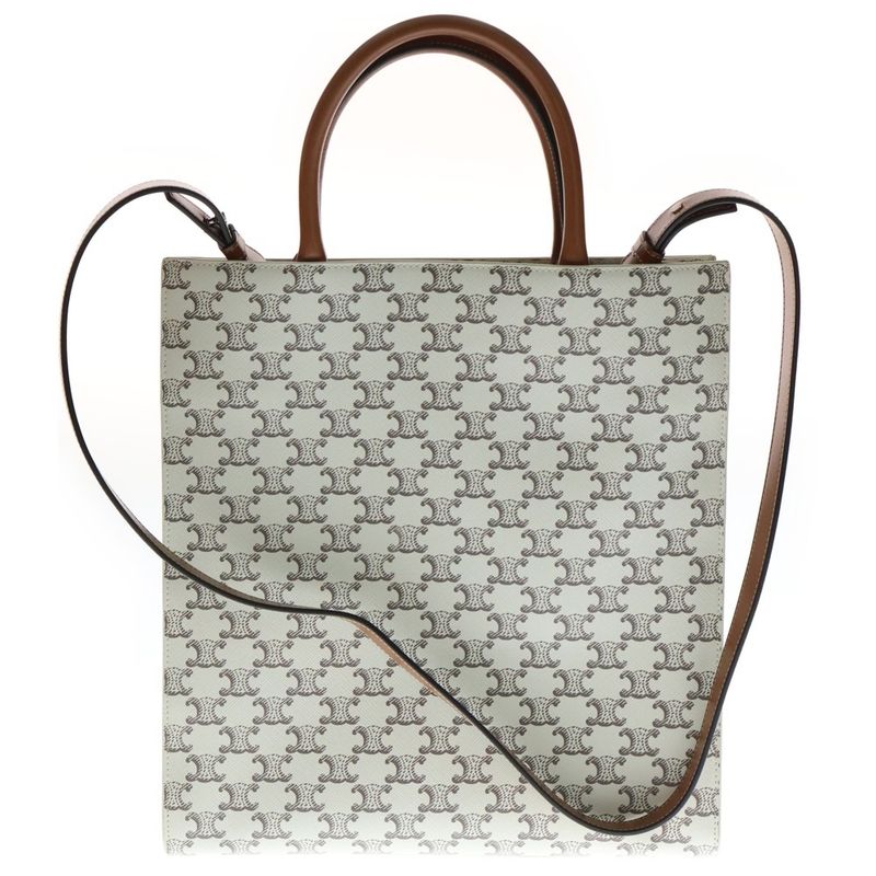 Celine Vertical Cabas Medium Logo Triomphe PVC Leather 2way Hand Shoulder Bag