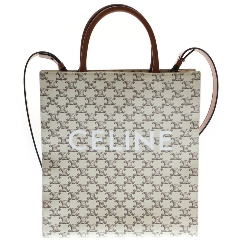 Celine Vertical Cabas Medium Logo Triomphe PVC Leather 2way Hand Shoulder Bag