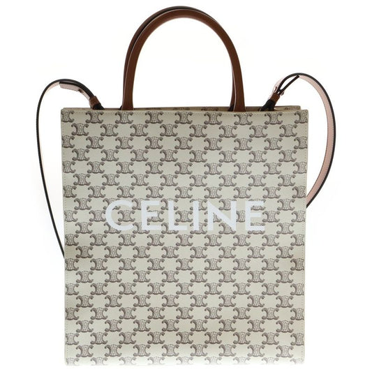 Celine Vertical Cabas Medium Logo Triomphe PVC Leather 2way Hand Shoulder Bag