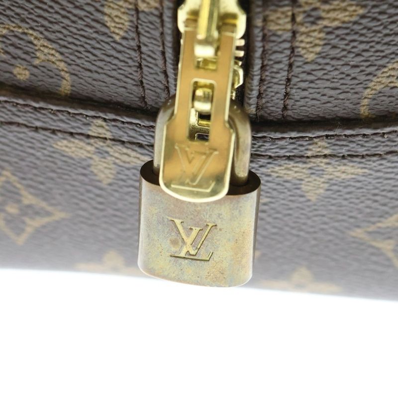 Louis Vuitton Deauville Monogram PVC Leather Handbag Gold Hardware Brown M47270