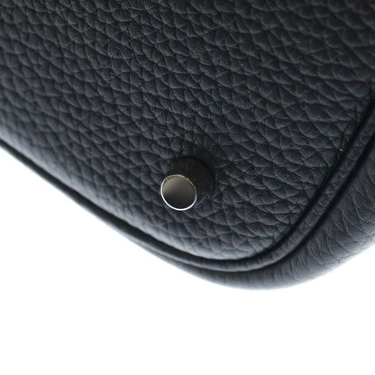 Hermes Picotin Lock MM Taurillon Clemence Leather Handbag Silver Hardware Black