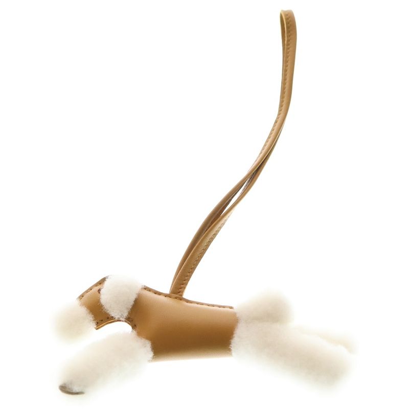 Hermes Buddy Charm Agniomiro Mouton Leather Sesame Ecru Dog Motif Bag Charm