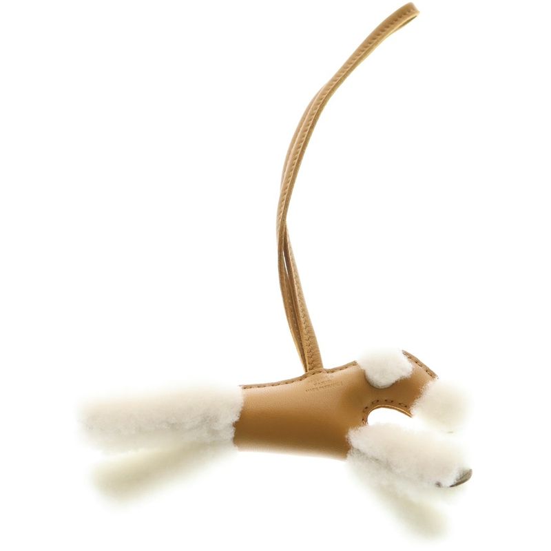 Hermes Buddy Charm Agniomiro Mouton Leather Sesame Ecru Dog Motif Bag Charm