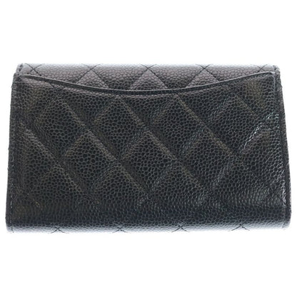 Chanel Matelasse Medium Flap Wallet Black Caviar Skin Gold Hardware Ap0232