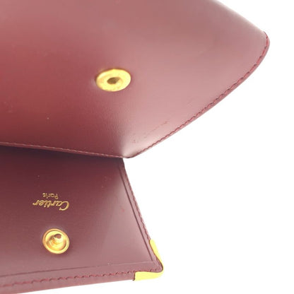 Cartier Must Line Wine Red Bordeaux Gold Hardware Leather Coin Case Coin Purse