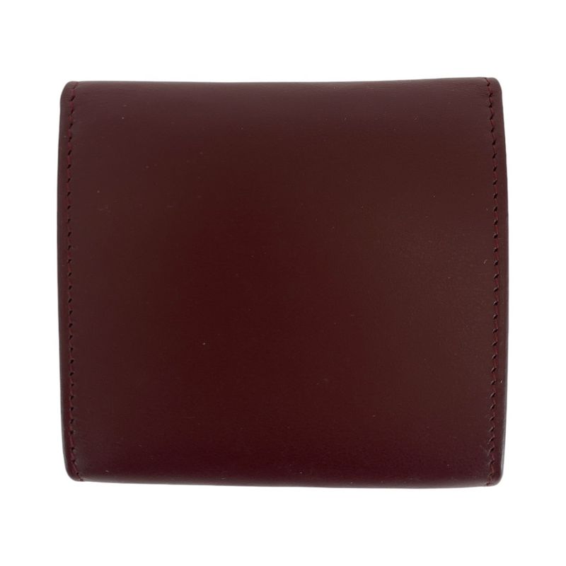 Cartier Must Line Wine Red Bordeaux Gold Hardware Leather Coin Case Coin Purse