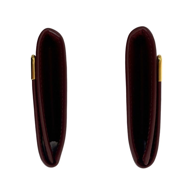 Cartier Must Line Wine Red Bordeaux Gold Hardware Leather Coin Case Coin Purse