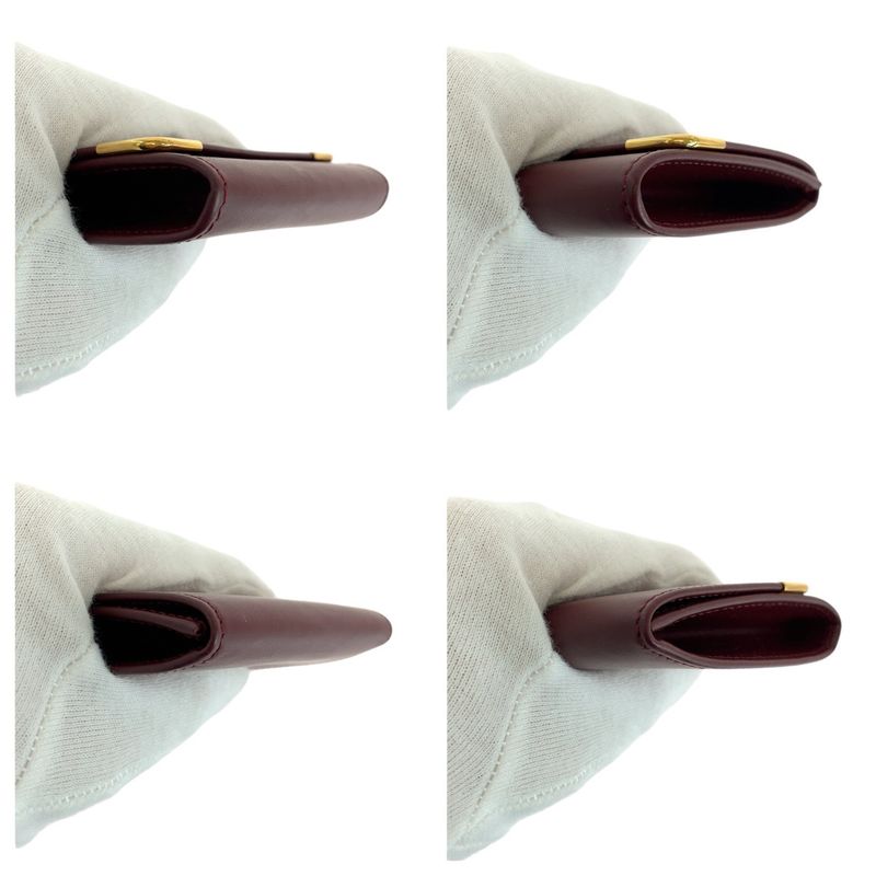 Cartier Must Line Wine Red Bordeaux Gold Hardware Leather Coin Case Coin Purse