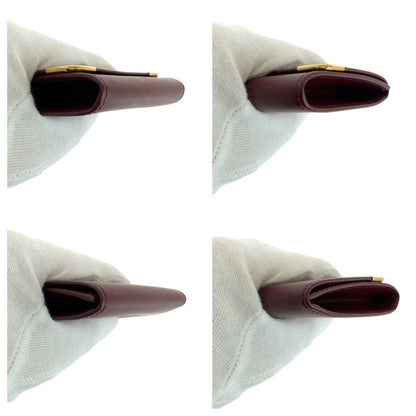 Cartier Must Line Wine Red Bordeaux Gold Hardware Leather Coin Case Coin Purse