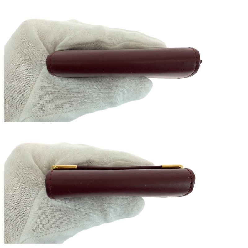 Cartier Must Line Wine Red Bordeaux Gold Hardware Leather Coin Case Coin Purse