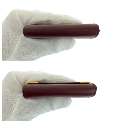 Cartier Must Line Wine Red Bordeaux Gold Hardware Leather Coin Case Coin Purse
