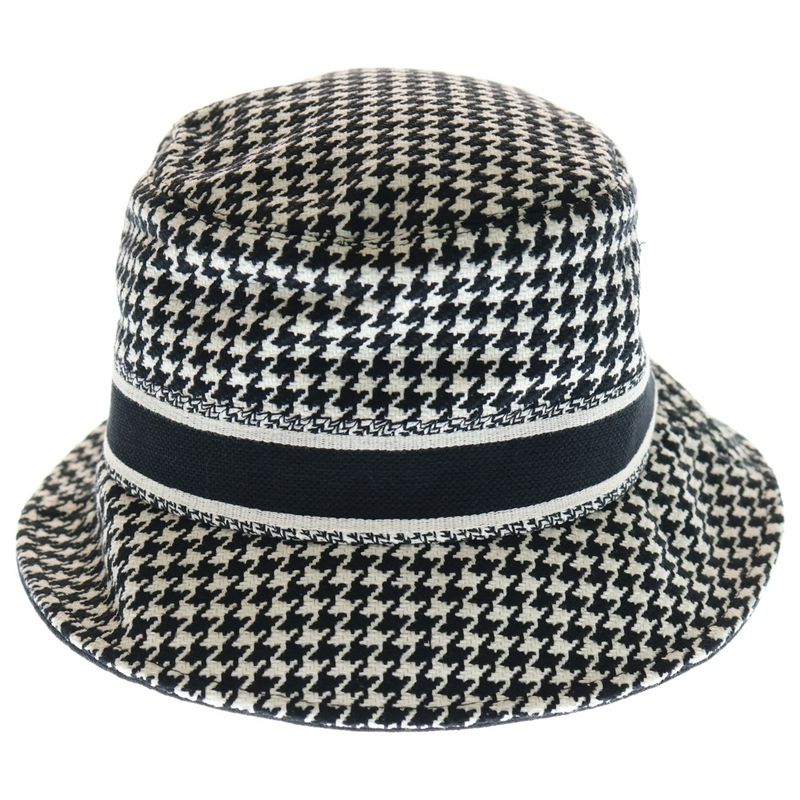 Christian Dior Logo Jacquard Houndstooth Staggered Checked Cotton Bucket Hat