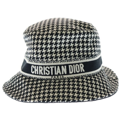 Christian Dior Logo Jacquard Houndstooth Staggered Checked Cotton Bucket Hat