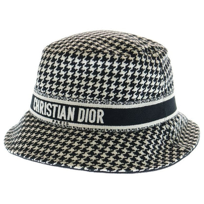 Christian Dior Logo Jacquard Houndstooth Staggered Checked Cotton Bucket Hat