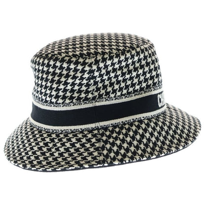 Christian Dior Logo Jacquard Houndstooth Staggered Checked Cotton Bucket Hat