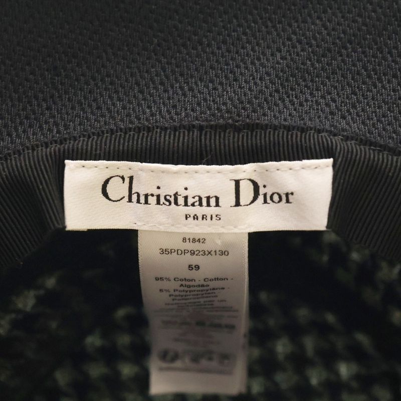 Christian Dior Logo Jacquard Houndstooth Staggered Checked Cotton Bucket Hat