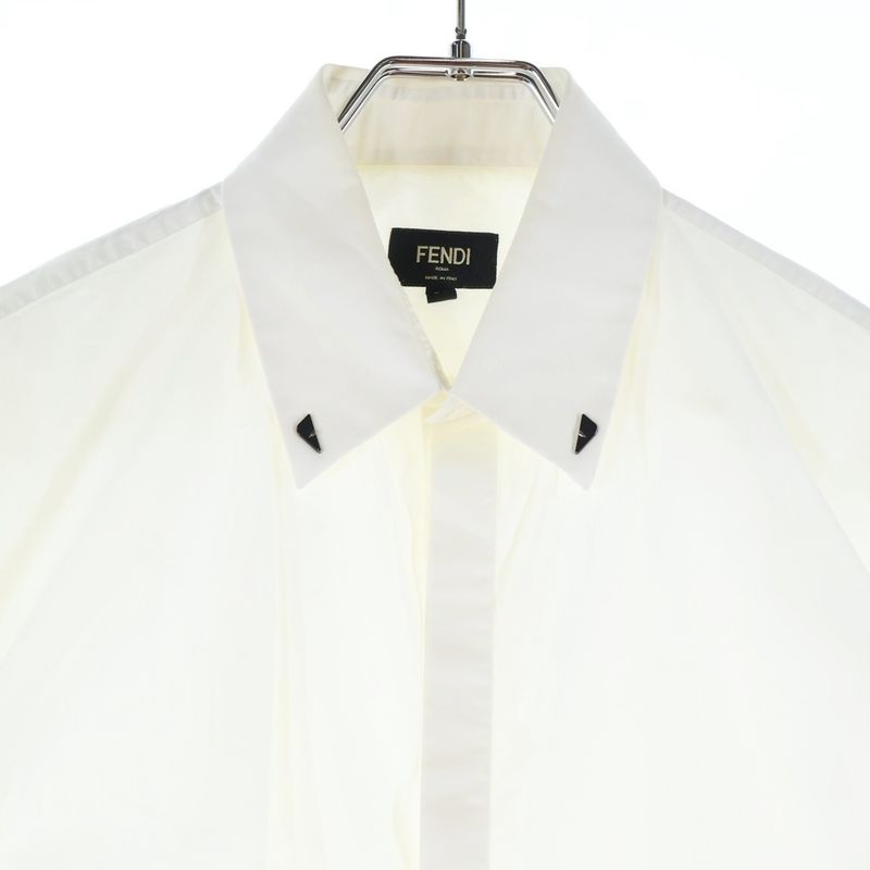 Fendi Monster Collar Charm Long Sleeve Shirt Cutter Shirt White Fs0890 Abix