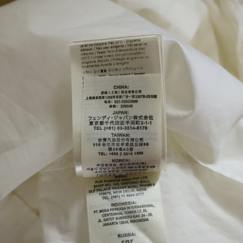 Fendi Monster Collar Charm Long Sleeve Shirt Cutter Shirt White Fs0890 Abix