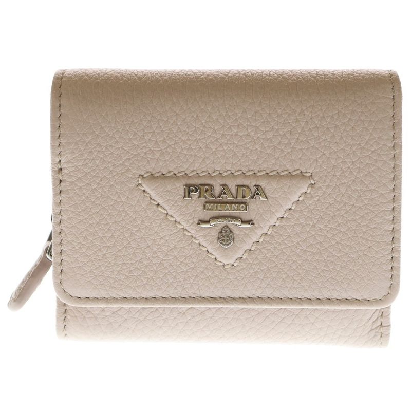 Prada Triangle Logo Trifold Leather Wallet Pink 1mh044 F0nz2