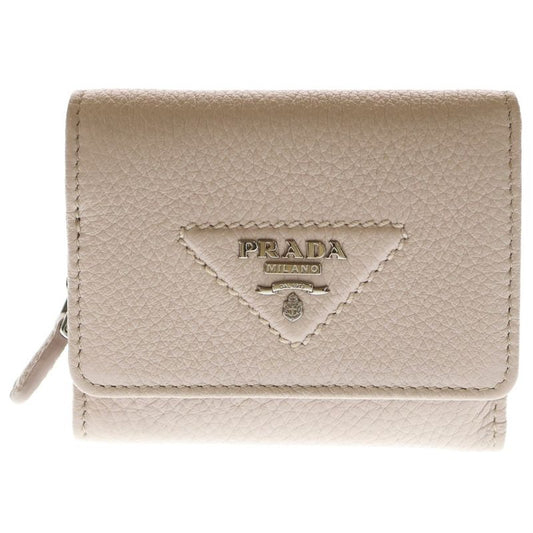 Prada Triangle Logo Trifold Leather Wallet Pink 1mh044 F0nz2